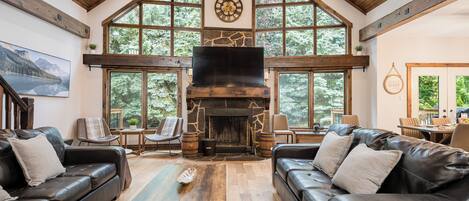 Smart TV, fireplace, video games, table football