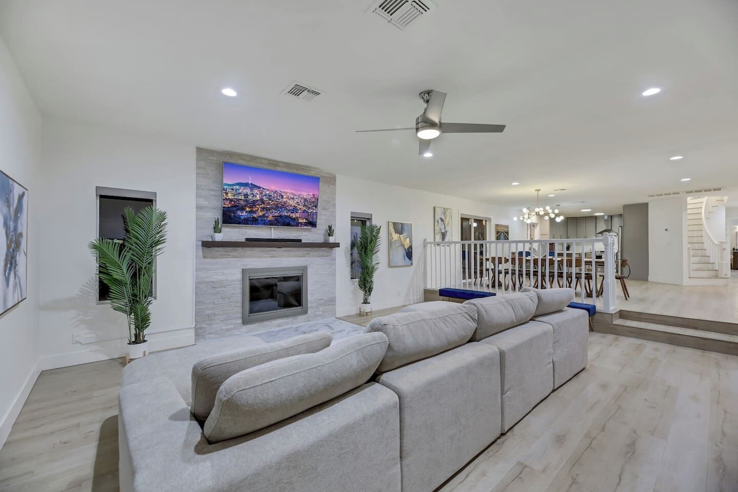 TV, fireplace, table tennis