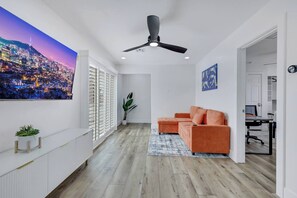 TV, fireplace