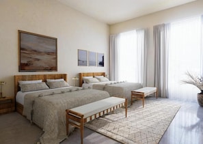 Tallelokero huoneessa, pimennysverhot, silitysrauta/-lauta