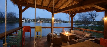 All-Sports Lakefront Retreat w/ Private Beach, Dock & Tiki Bar - Sleeps 10