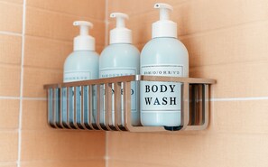 Haartrockner, Handtücher, Seife, Toilettenpapier