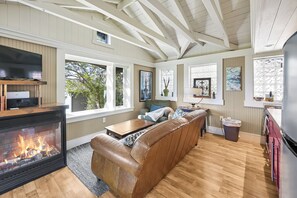 TV, fireplace
