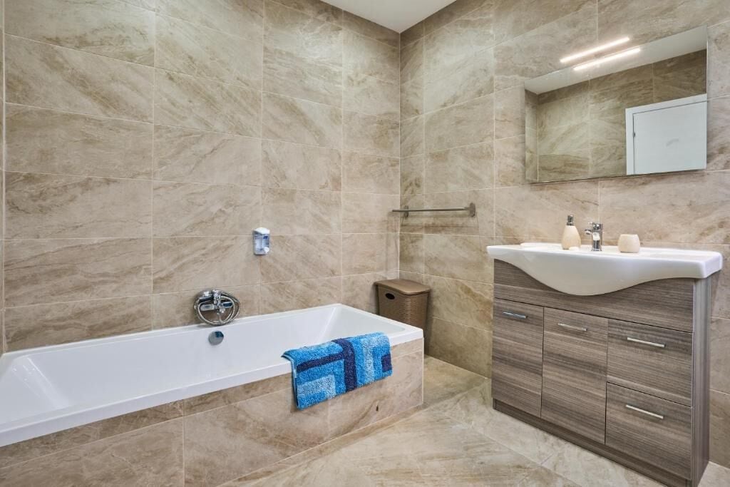 Hair dryer, towels, toilet paper