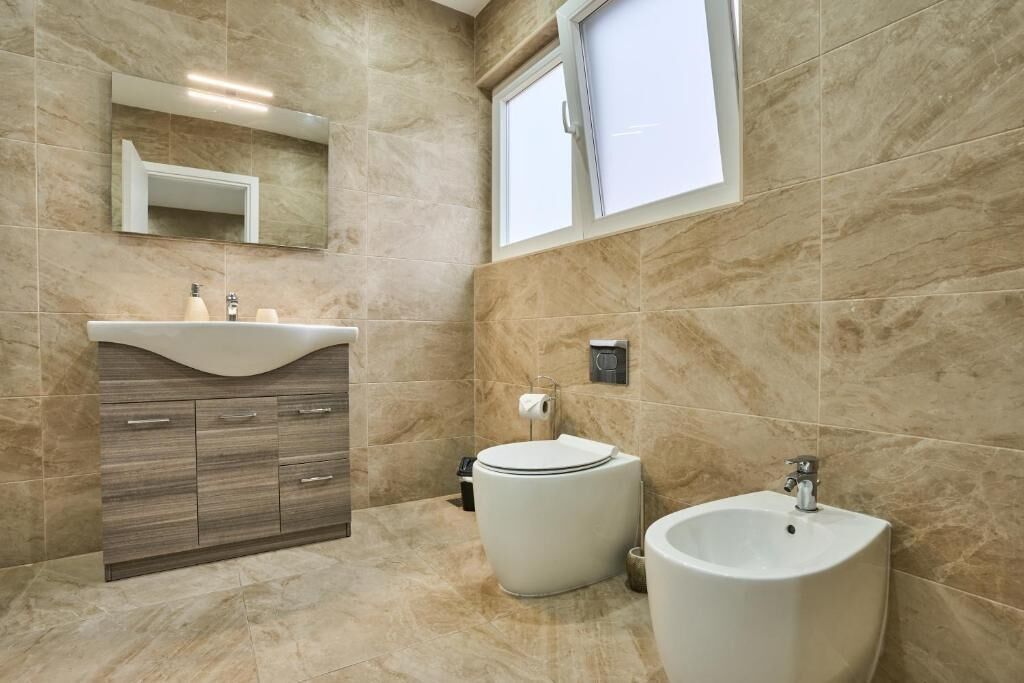 Hair dryer, towels, toilet paper