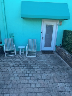 Comfort Apartment, Kitchen | Terrace/patio - Ocean Beach Club (New Smyrna Beach)