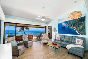 Apartment, Mehrere Betten, Veranda, Meerblick (Hale Pohaku 5) | Wohnbereich