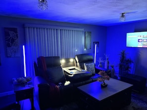 Smart TV, fireplace, table football, ping pong