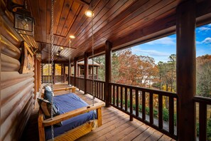 Terrace/patio - The Bears & Bees Lodge - Lake View | Outdoor Fireplace | Hot Tub (Blue Ridge)