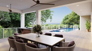 Outdoor dining - 10 Sea Front Lane, Brand New, Oceanfront, Dogs OK, Pool, Views, Elevator (Hilton Head Island)