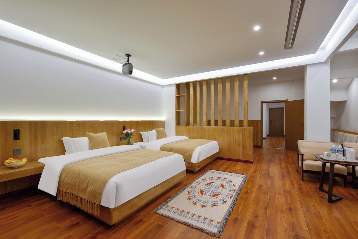 Family Triple Room, Hill View | Desk, laptop workspace, blackout drapes, free WiFi