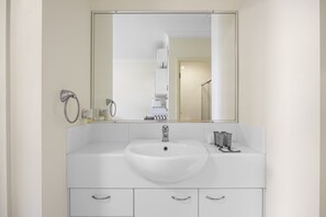 Apartment | Bathroom | Towels, soap - Comfy Studio Apartment in Marcoola Beach (Sunshine Coast)
