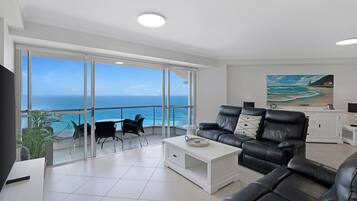 Superior Two Bedroom Ocean View Apartment | Living area | 40-inch TV with cable channels