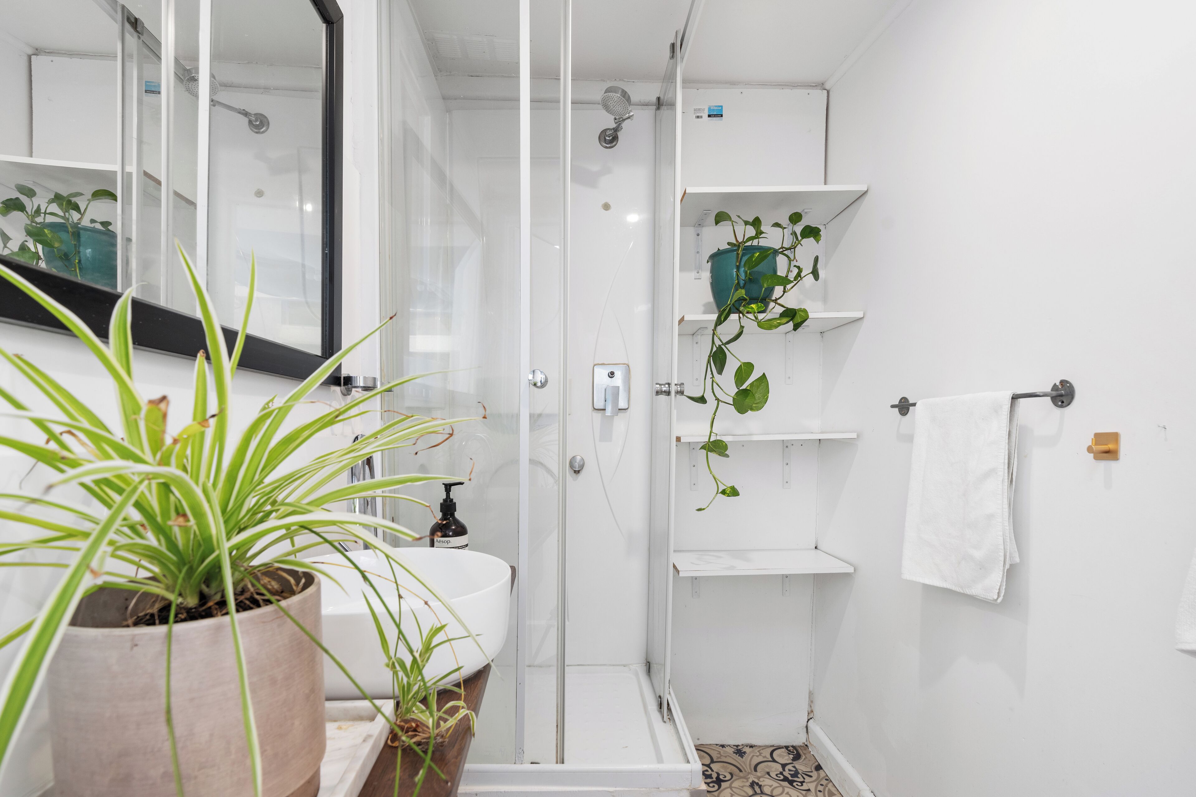 Dusche, Seife, Shampoo, Toilettenpapier