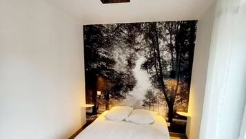 1 slaapkamer, een strijkplank/strijkijzer, internet, beddengoed