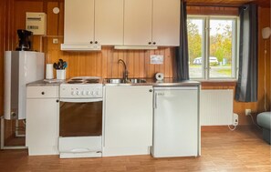 Fridge, stovetop, coffee/tea maker