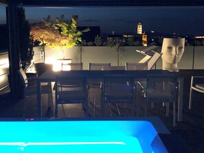 Outdoor dining - Exclusive penthouse with panoramic terrace and private pool in the center of Alba (ALBA)