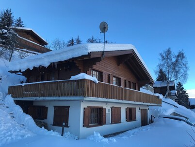A balcony overlooking the Alps