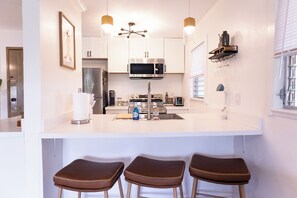 Fridge, microwave, oven, stovetop - Ocean+Mountain+Pool View Upgraded Condo- Steps from the beach centrally located (Kapaʻa)