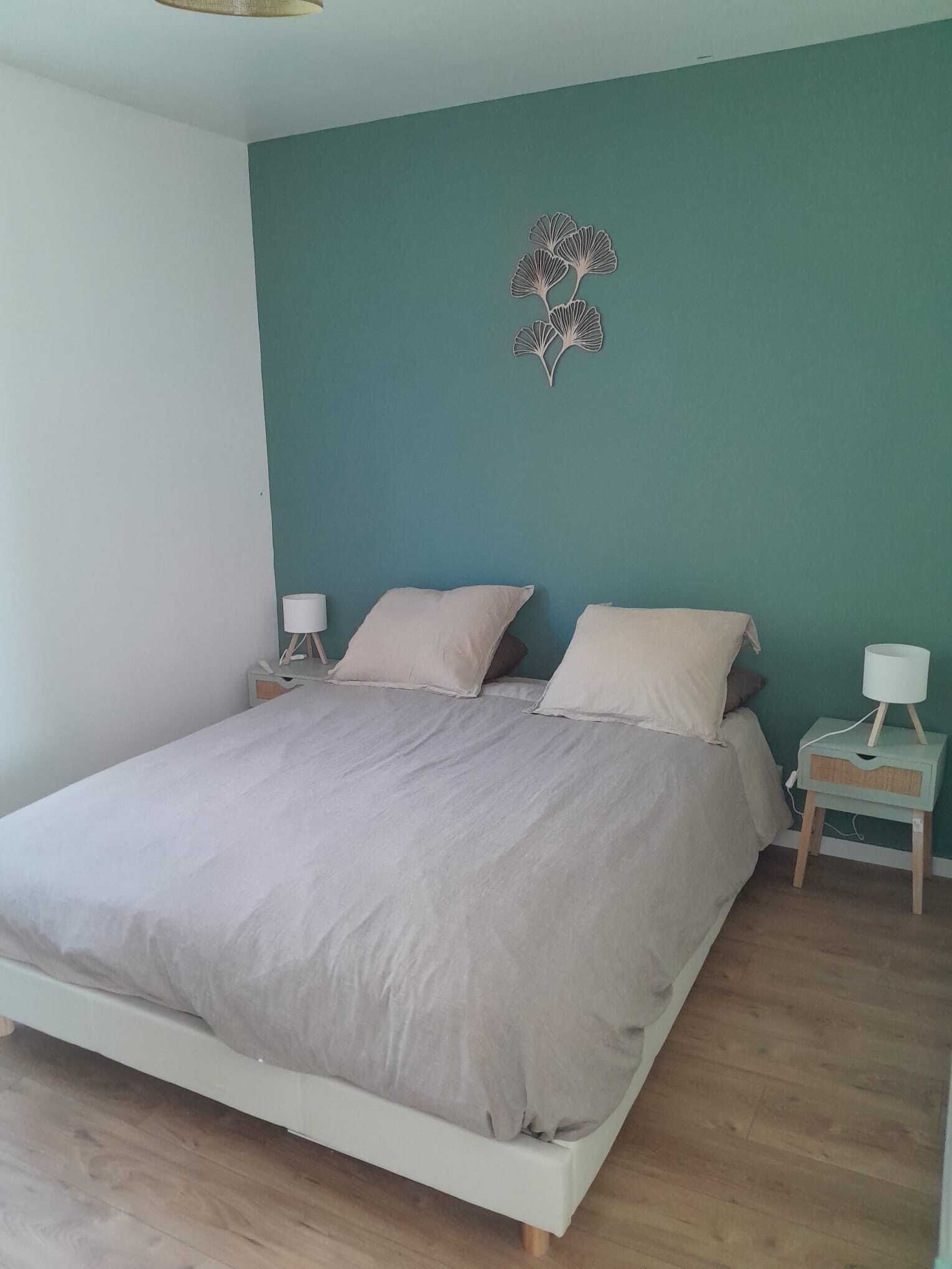 1 chambre, bureau, fer et planche à repasser, lit parapluie