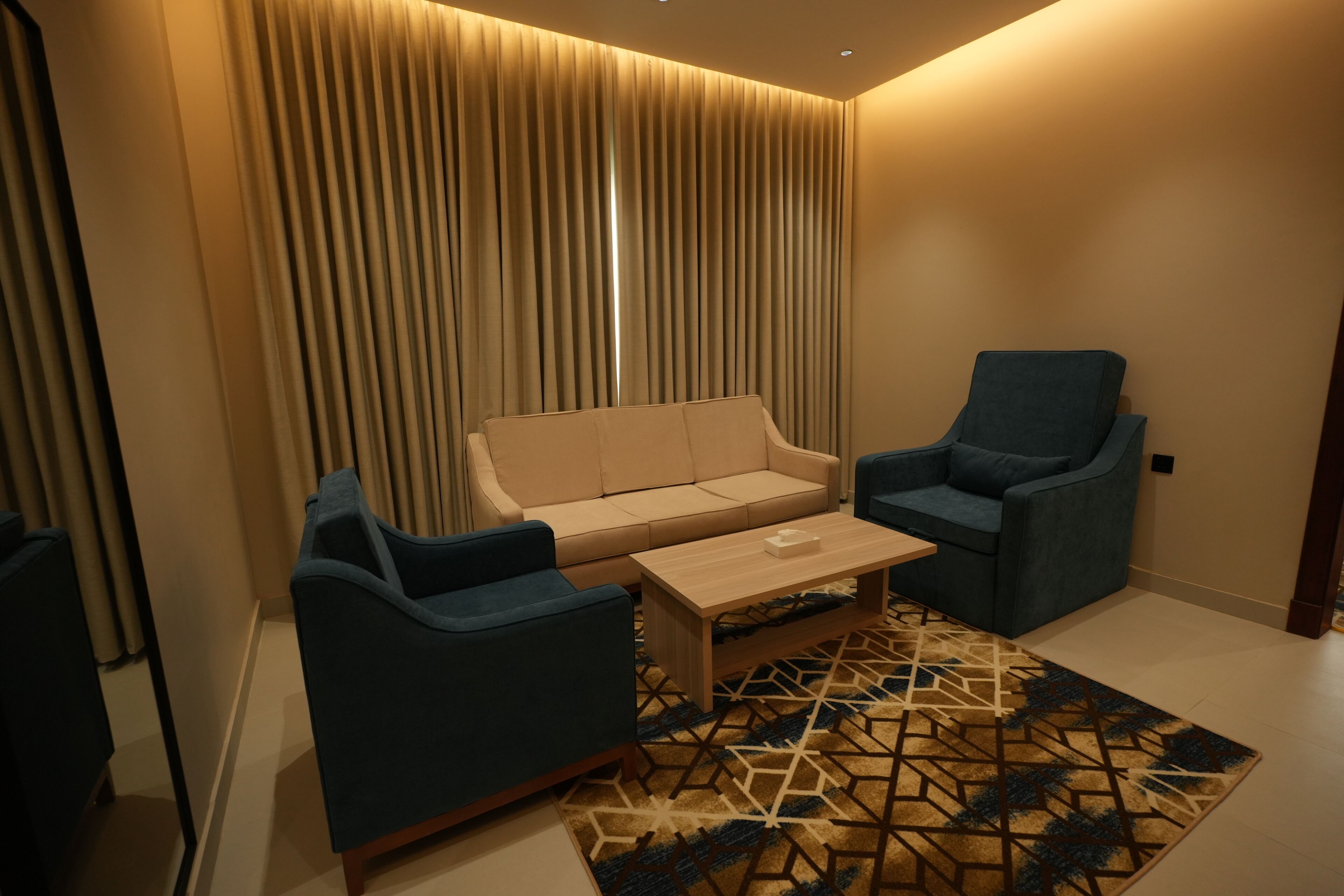 Tremannsrom – junior, byutsikt | Oppholdsområde