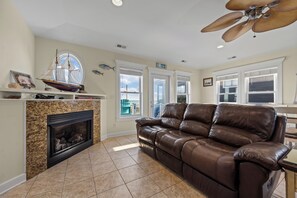 Smart TV, fireplace - Summer Days Cooler Nights #201 - 2nd Row Dog-Friendly House in Topsail Beach! (Topsail Beach)