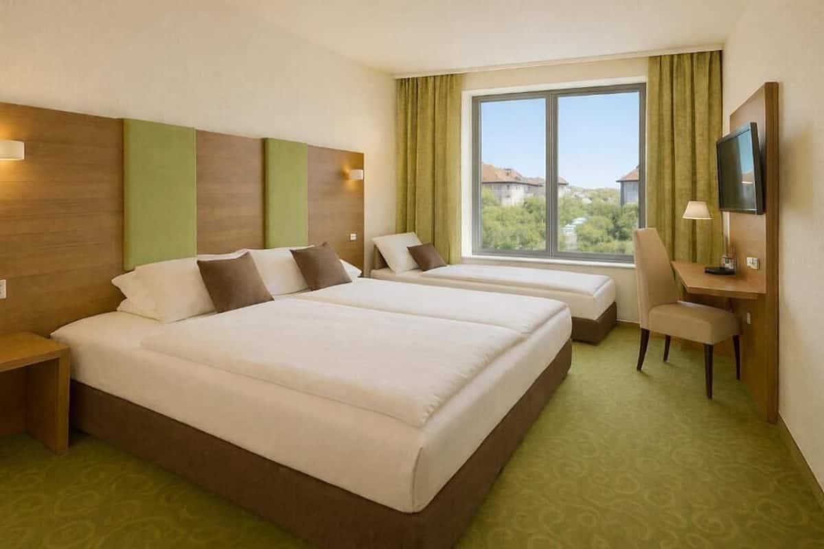 Standard-Doppelzimmer (with extra bed) | Minibar, Zimmersafe, Schreibtisch, laptopgeeigneter Arbeitsplatz