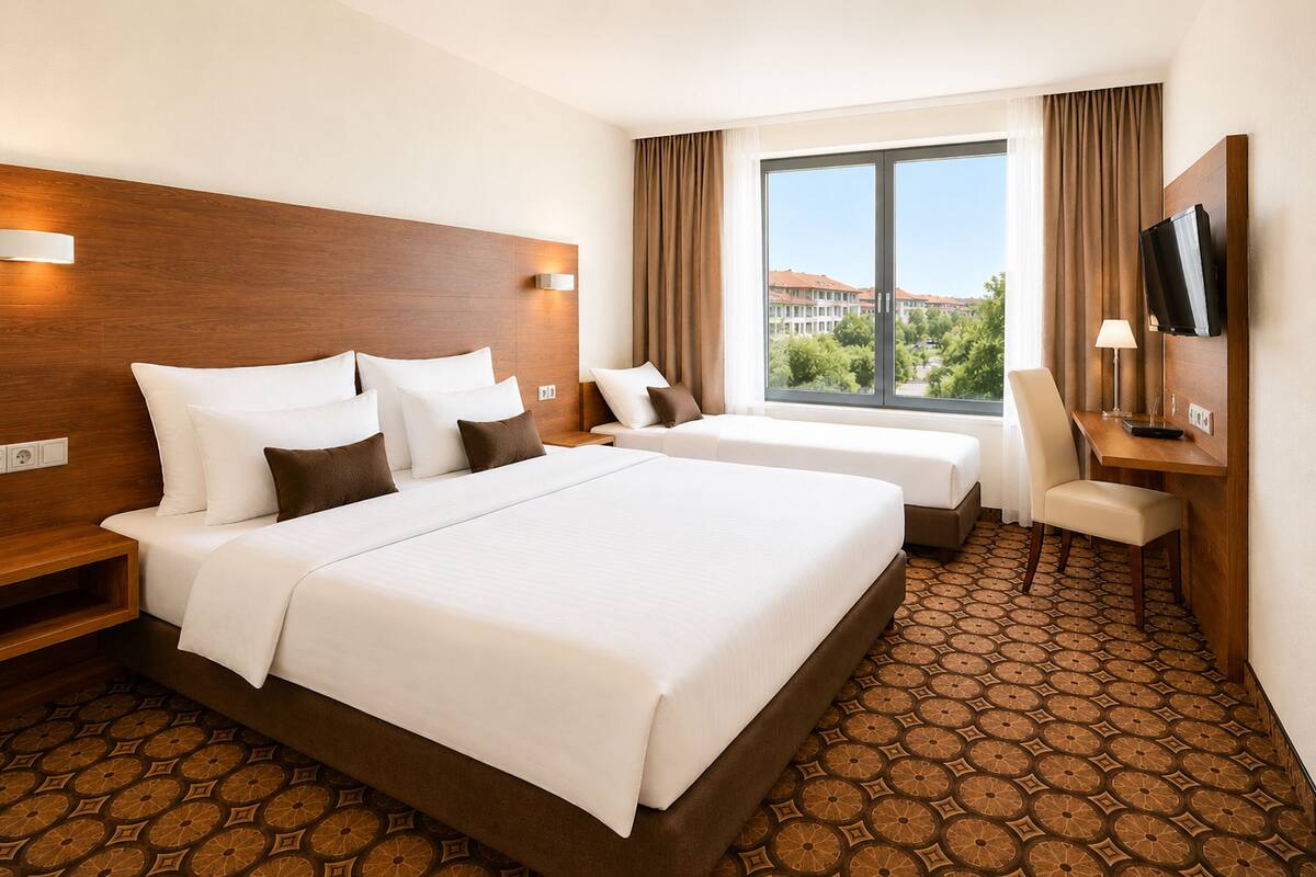Standard Tek Büyük Yataklı Oda (with extra bed) | Minibar, odada kasa, masa, dizüstü bilgisayar çalışma alanı 