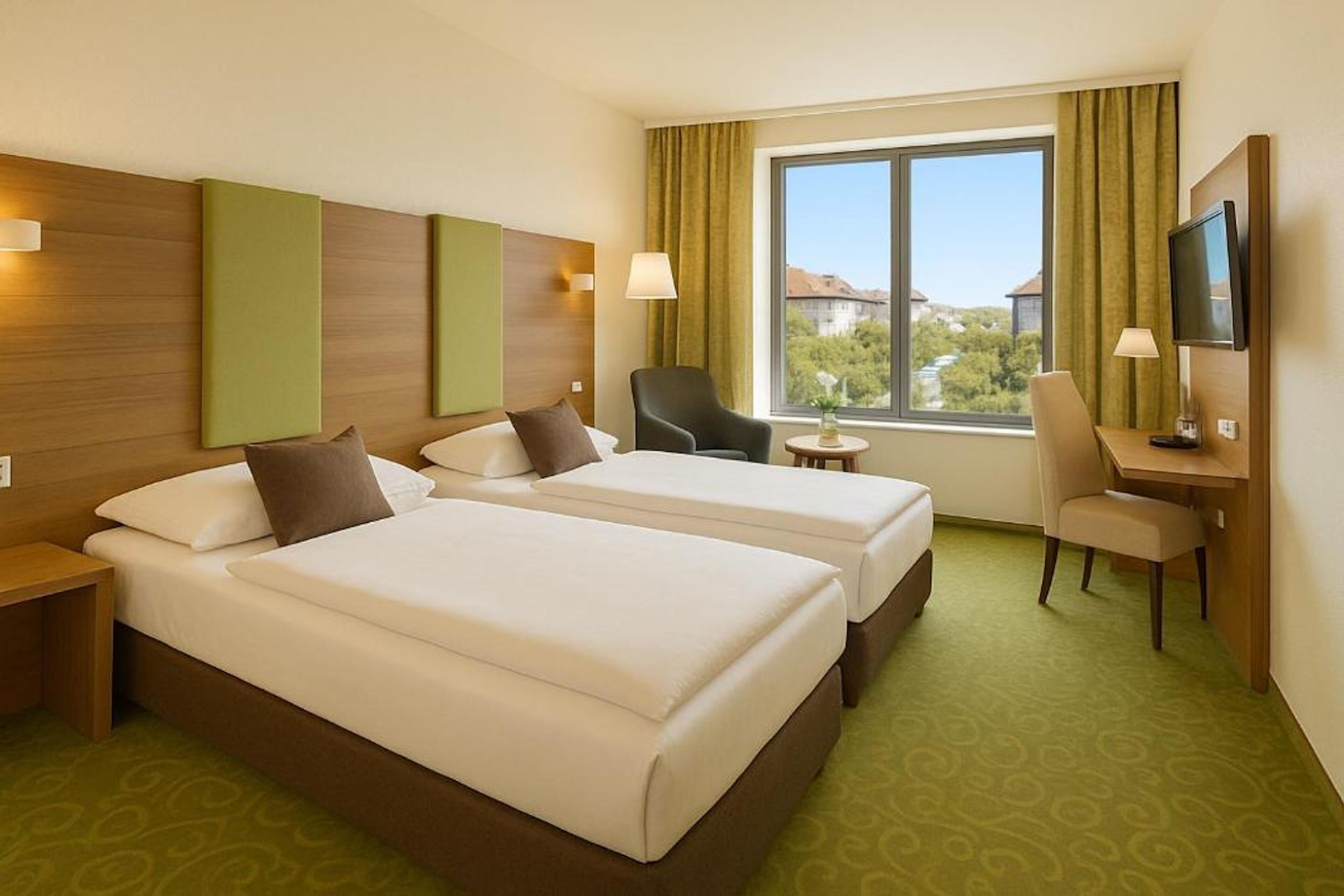 Standard Double or Twin Room | Minibar, in-room safe, desk, laptop workspace