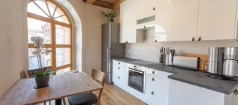 Ab 1 Person: Luxusgaleriewohnung mit Kamin, Fasssauna und mehr Nähe Sächsische Schweiz Dresden