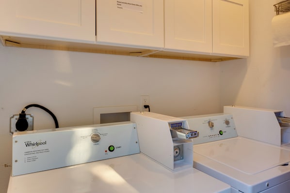 A commercial dryer with operating instructions and a payment slot. - 4 Mi to Old Pasadena: Walkable Studio (Alhambra)