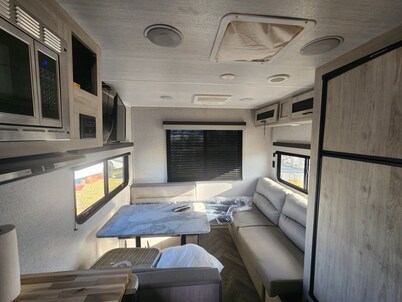 RV camper in Fort Myers Beach waterfront RV park right at bridge