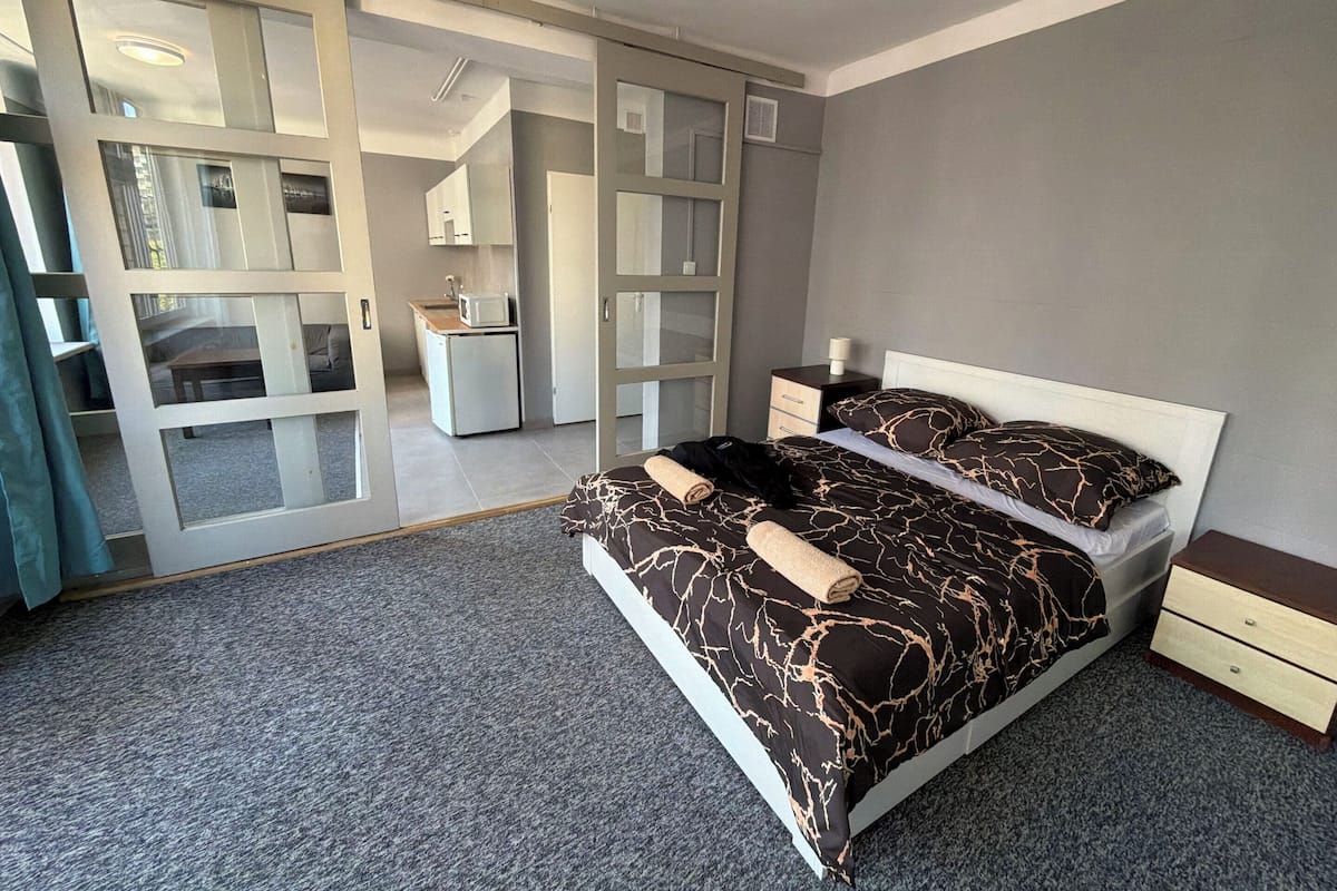 Basic Studio Suite | Desk, laptop workspace, iron/ironing board, free WiFi