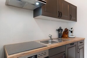 Fridge, microwave, oven, stovetop - White House Apartments 1 & 2 with Private Terrace, Balcony, and Wi-Fi (Kappel-Grafenhausen)