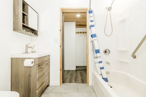Hair dryer, towels, toilet paper
