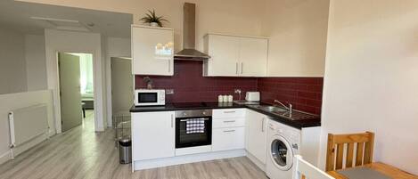 Fridge, microwave, oven, toaster