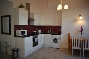 Fridge, microwave, oven, toaster