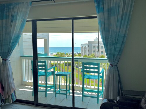 Beautiful Galveston oceanfront, ocean views and heated pools. 