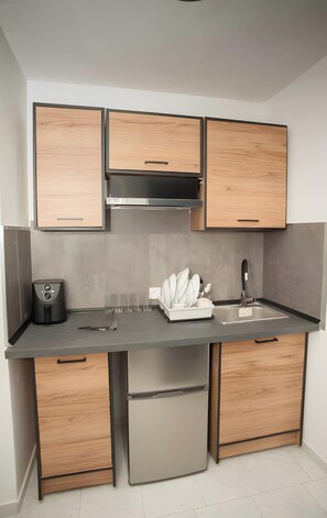 Fridge, cookware/dishes/utensils