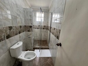 Ducha, toallas, jabón, papel higiénico