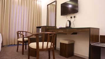 Shower, hair dryer, soap, shampoo