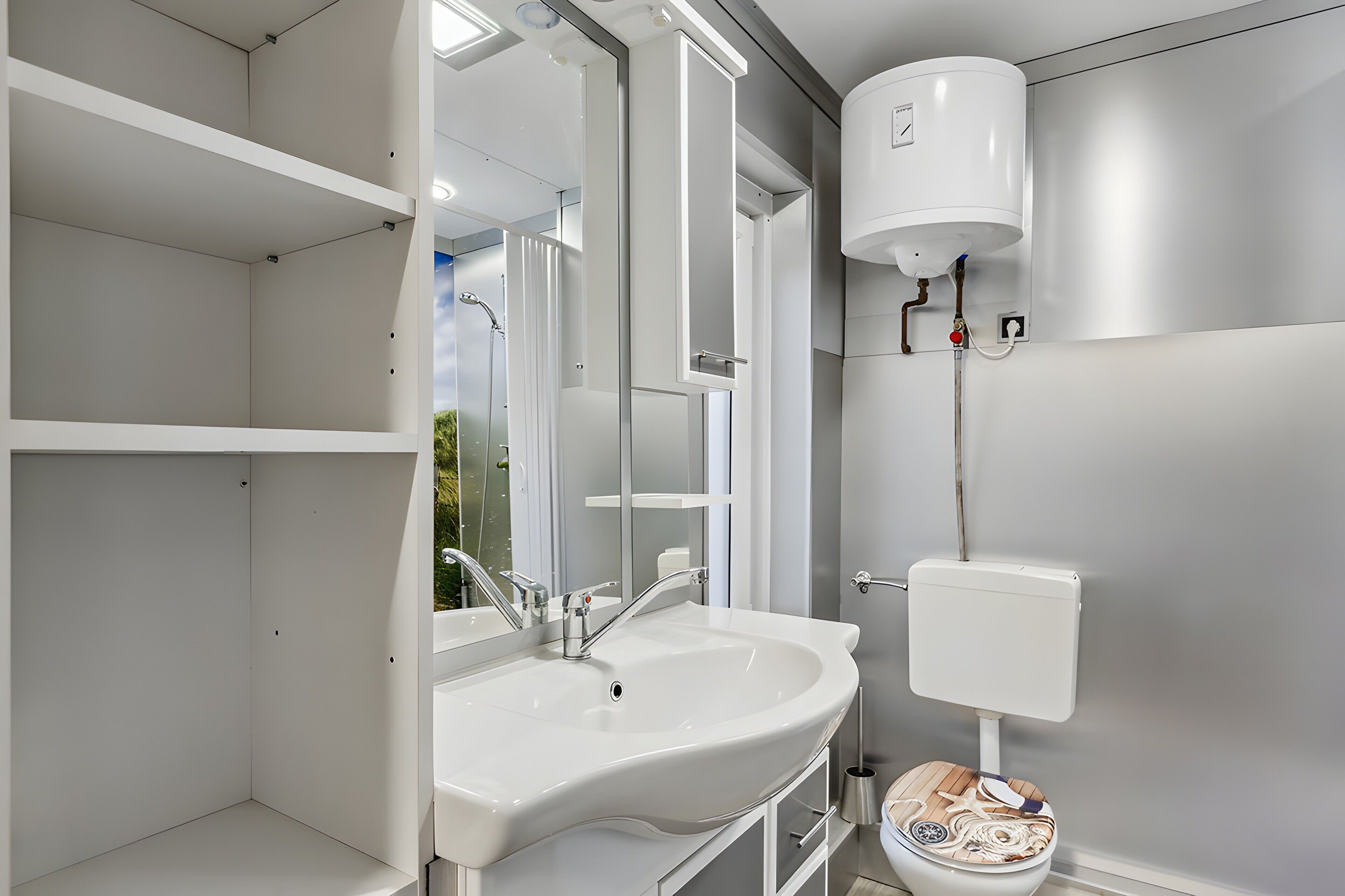 Shower, free toiletries, hair dryer