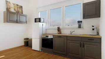 Kühlschrank, Mikrowelle, Ofen, Herdplatte