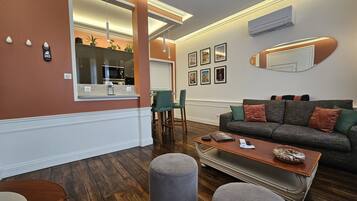 TV, DVD player, books, video library