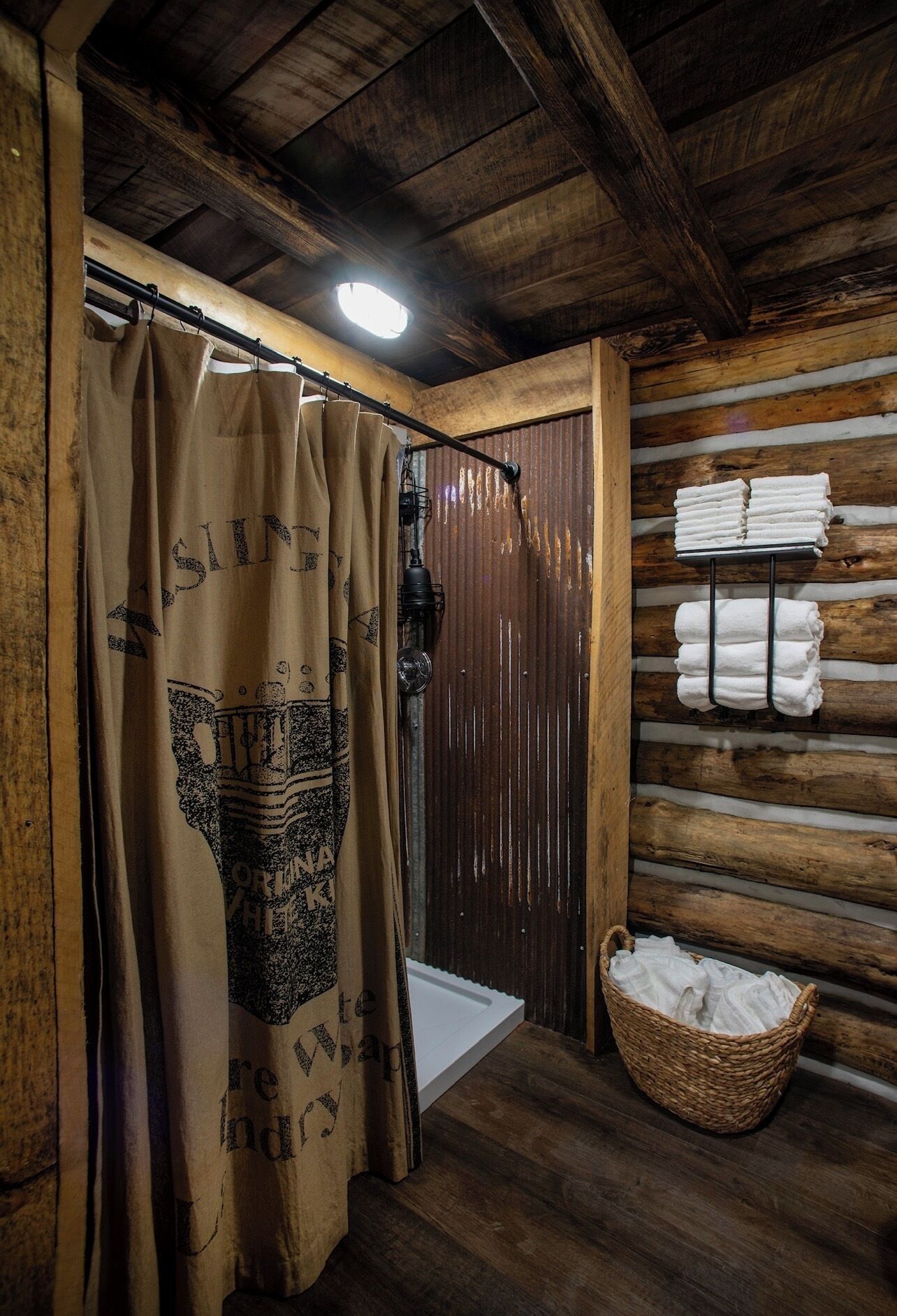 Shower, towels, toilet paper