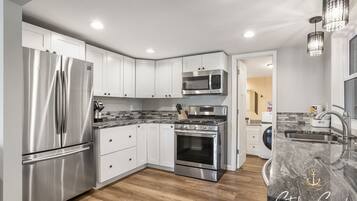 Fridge, microwave, oven, dishwasher