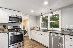 Fridge, microwave, oven, dishwasher