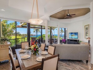 Dining - Ocean + Golf Course Views | Mauna Lani Point E205 - Managed by CoralTree (Kamuela)