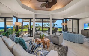 TV, books - Beautifuly Renovated w/Ocean Views + Golf Discounts | Mauna Lani Point F206 (Kamuela)