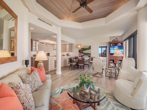 TV, books - Wake Up to Relaxing Ocean Views - Mauna Lani Point F303 - CoralTree Managed (Kamuela)